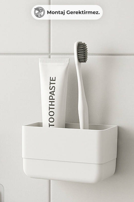 Moliette Yapışkanlı 3'lü Banyo Aksesuar Seti - Beyaz - 2