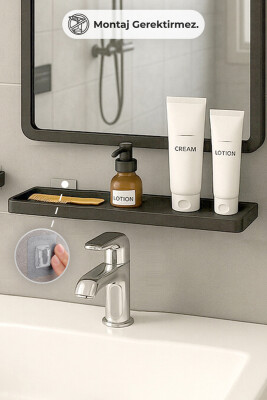 Moliette Yapışkanlı 4'lü Banyo Aksesuar Seti - Antrasit - 4