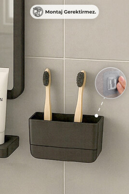 Moliette Yapışkanlı 4'lü Banyo Aksesuar Seti - Antrasit - 6