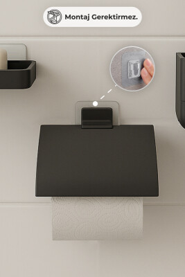 Moliette Yapışkanlı 4'lü Banyo Aksesuar Seti - Antrasit - 7
