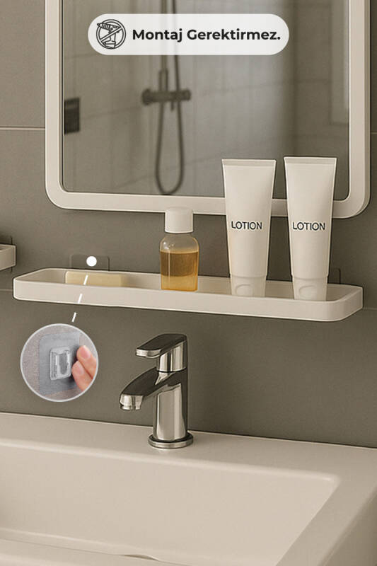 Moliette Yapışkanlı 5'li Banyo Aksesuar Seti - Beyaz - 5