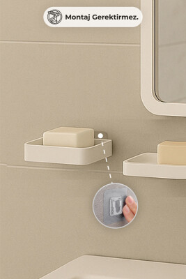 Moliette Yapışkanlı 5'li Banyo Aksesuar Seti - Beyaz - 6