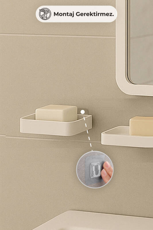 Moliette Yapışkanlı 5'li Banyo Aksesuar Seti - Beyaz - 6