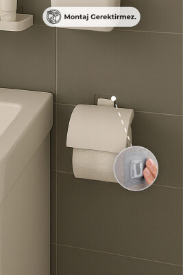 Moliette Yapışkanlı 5'li Banyo Aksesuar Seti - Beyaz - 7