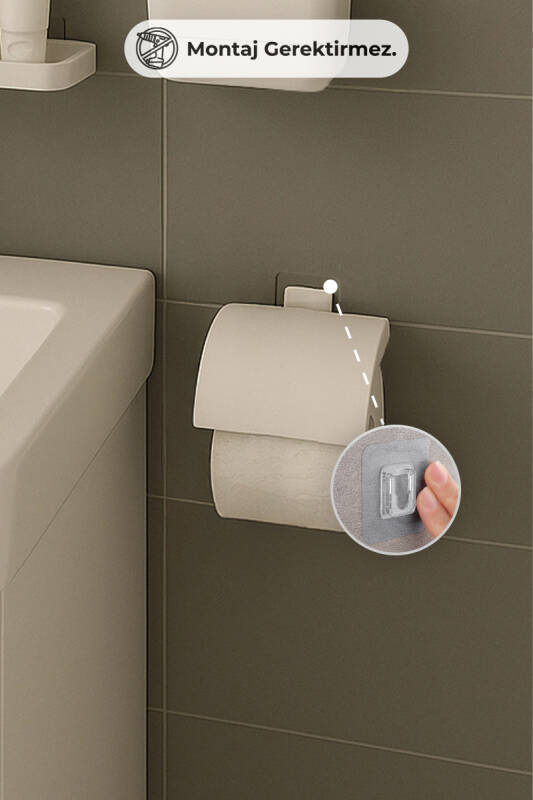 Moliette Yapışkanlı 5'li Banyo Aksesuar Seti - Beyaz - 7