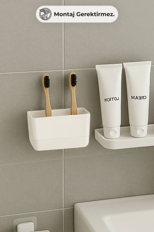 Moliette Yapışkanlı Diş Fırçalık - Beyaz - 4