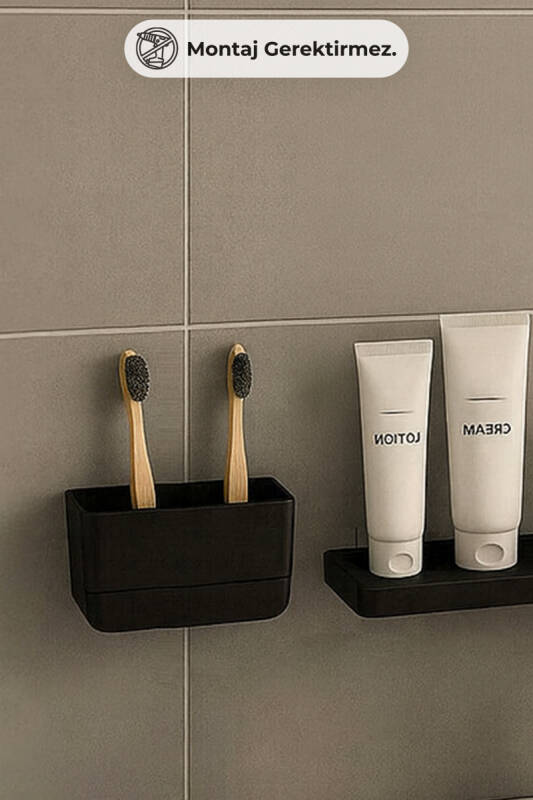 Moliette Yapışkanlı Diş Fırçalık - Siyah - 4