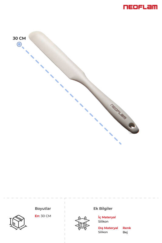 Neoflam İnce Silikon Pasta Spatulası - Bej - 2