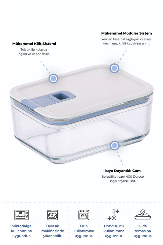 Neoflam Perfect Seal Cam Saklama Kabı 1100Ml - 5
