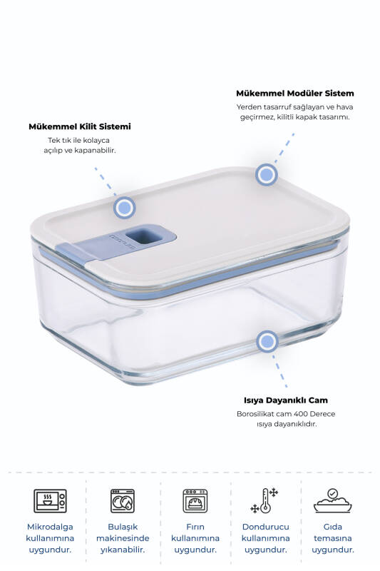 Neoflam Perfect Seal Cam Saklama Kabı 750Ml - 5