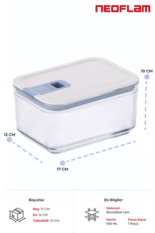 Neoflam Perfect Seal Derin Cam Saklama Kabı 1100 ML - 2
