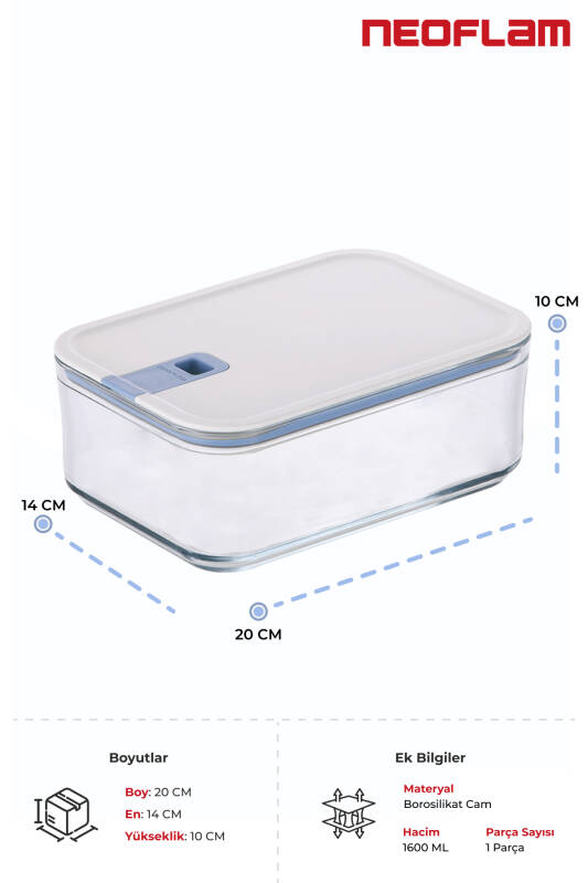 Neoflam Perfect Seal Derin Cam Saklama Kabı 1600 ML - 2