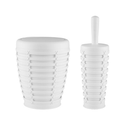Palm Çöp Kovası Tuvalet Fırçası 2'Li Beyaz Plastik Beyaz - Primanova