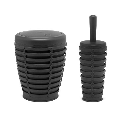 Palm Çöp Kovası Tuvalet Fırçası 2'Li Gri - Primanova