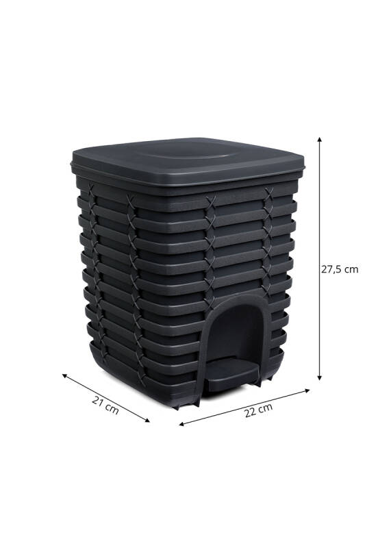 Palm Pedallı Kare Çöp Kovası 9 Lt - Antrasit Gri - 4