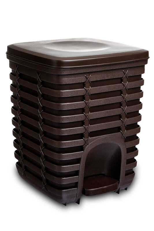 Palm Pedallı Kare Çöp Kovası 9 Lt - Kahve Rengi - 1