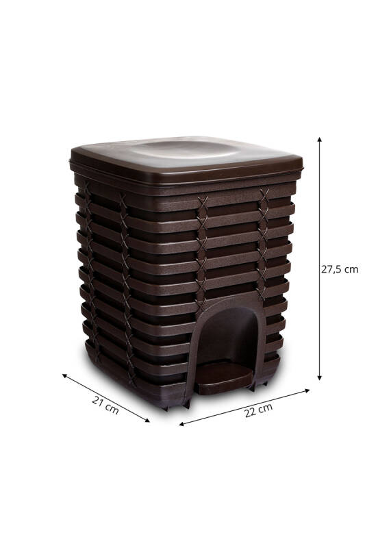 Palm Pedallı Kare Çöp Kovası 9 Lt - Kahve Rengi - 4