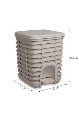 Palm Pedallı Kare Çöp Kovası 9 Lt - Bej - 4