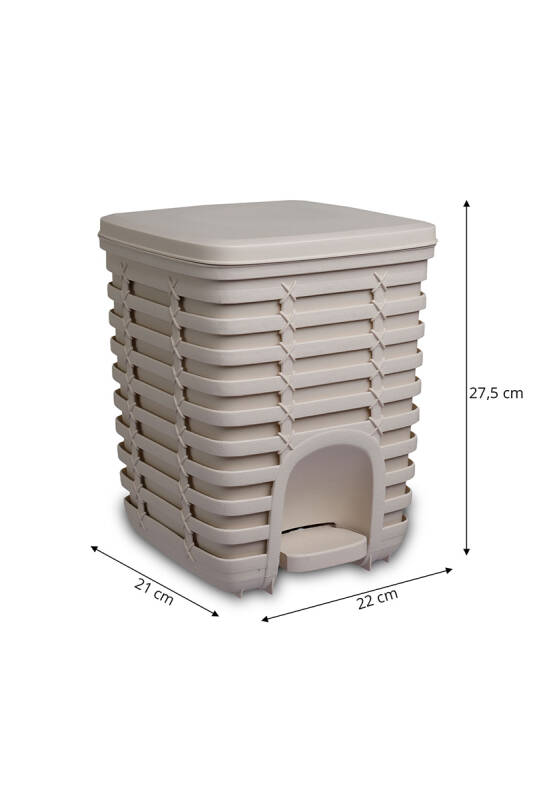 Palm Pedallı Kare Çöp Kovası 9 Lt - Bej - 4