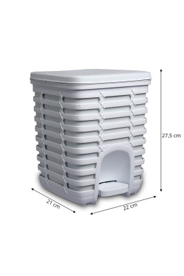 Palm Pedallı Kare Çöp Kovası 9 Lt - Beyaz - 4