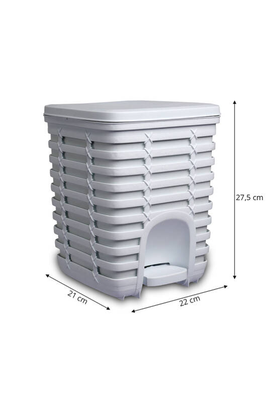 Palm Pedallı Kare Çöp Kovası 9 Lt - Beyaz - 4