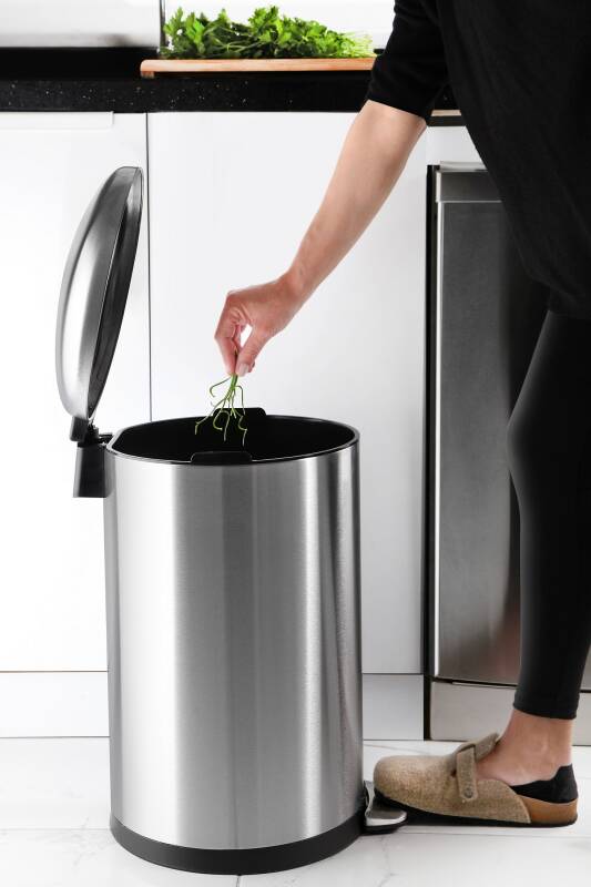 Paslanmaz Çelik Bombe Kapaklı Çöp Kovası 40 Litre Inox - 2
