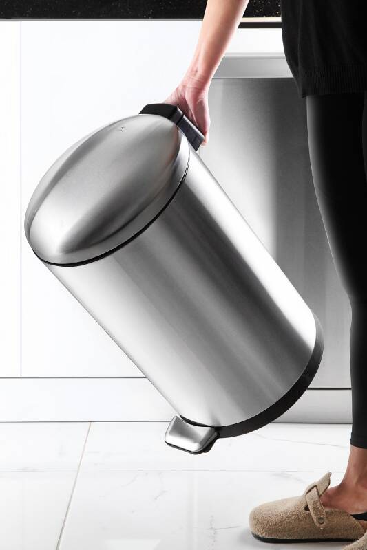 Paslanmaz Çelik Bombe Kapaklı Çöp Kovası 40 Litre Inox - 5