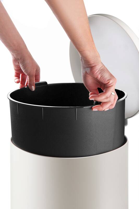 Paslanmaz Çelik Bombe Kapaklı Çöp Kovası 40 Litre Mat Bej - 4