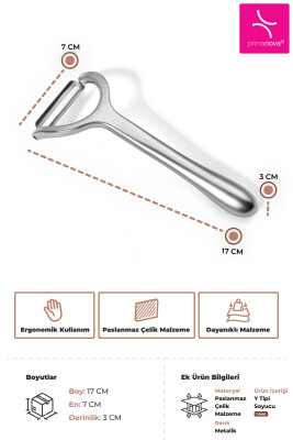 Paslanmaz Çelik Dikey Soyucu - Metalik - 3