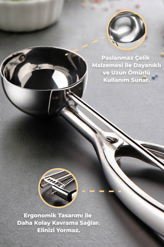 Paslanmaz Çelik Dondurma Kaşığı - Metalik - 2