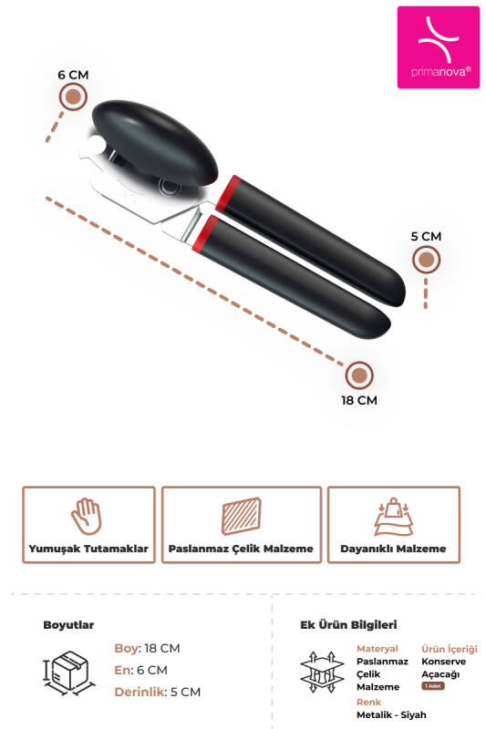 Paslanmaz Çelik Konserve Açacağı - Siyah - 3