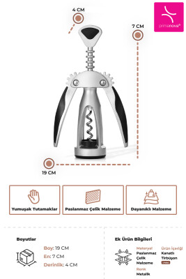 Paslanmaz Çelik Penguen Tirbuşon - Metalik - 3