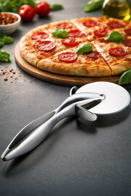 Paslanmaz Çelik Pizza Dilimleyici - Metalik - Primanova