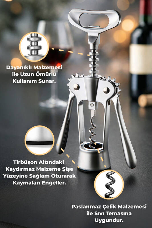 Paslanmaz Çelik Tirbuşon - Metalik - 2