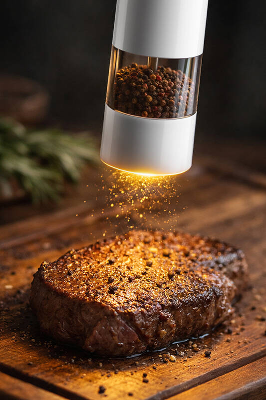 Paslanmaz Çelik Tuz & Karabiber Öğütücü Pilli - Beyaz - 4