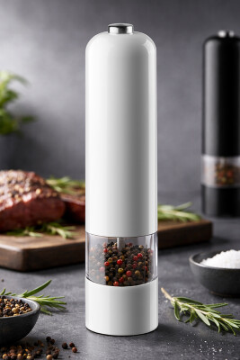 Paslanmaz Çelik Tuz & Karabiber Öğütücü Pilli - Beyaz - Primanova