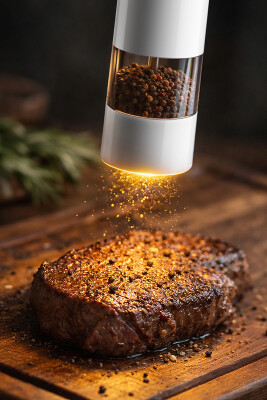 Paslanmaz Çelik Tuz & Karabiber Öğütücü Pilli - Beyaz - 4