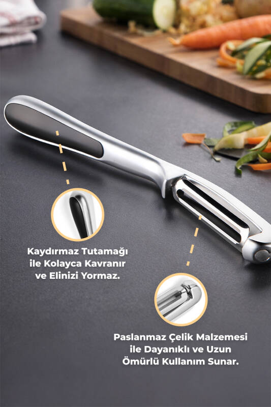 Paslanmaz Çelik Yatay Soyucu - Metalik - 2