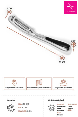 Paslanmaz Çelik Yatay Soyucu - Metalik - 3