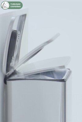 E-Cube 20 LT Yumuşak Kapanan Pedallı Banyo Mutfak Ofis Çelik Çöp Kovası - Inox - 4