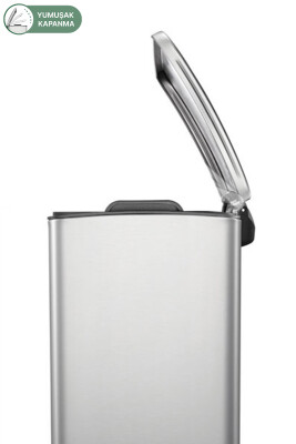E-Cube 20 LT Yumuşak Kapanan Pedallı Banyo Mutfak Ofis Çelik Çöp Kovası - Inox - 7