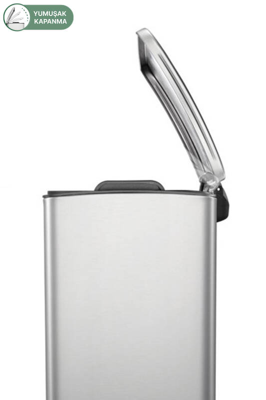 E-Cube 20 LT Yumuşak Kapanan Pedallı Banyo Mutfak Ofis Çelik Çöp Kovası - Inox - 7