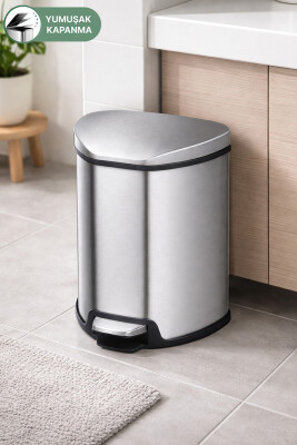 Grace 5 LT Yumuşak Kapanan Pedallı Banyo Mutfak Ofis Çelik Çöp Kovası - Primanova