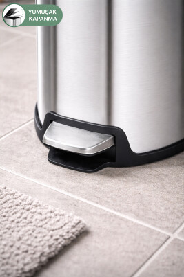 Grace 5 LT Yumuşak Kapanan Pedallı Banyo Mutfak Ofis Çelik Çöp Kovası - 4