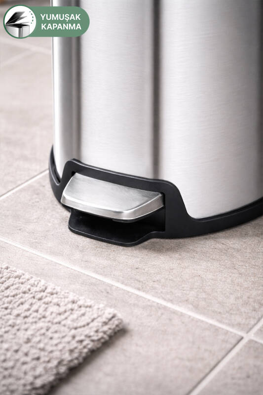 Grace 5 LT Yumuşak Kapanan Pedallı Banyo Mutfak Ofis Çelik Çöp Kovası - 4