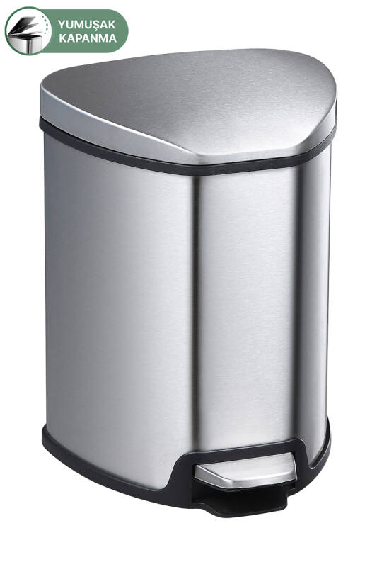 Grace 5 LT Yumuşak Kapanan Pedallı Banyo Mutfak Ofis Çelik Çöp Kovası - 5