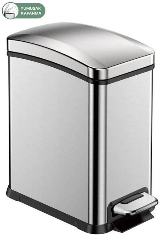 Rejoice 8 LT Yumuşak Kapanan Pedallı Banyo Mutfak Ofis Çelik Çöp Kovası - 1