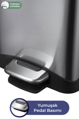 Rejoice 8 LT Yumuşak Kapanan Pedallı Banyo Mutfak Ofis Çelik Çöp Kovası - 6