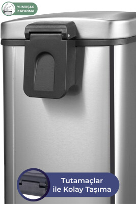 Rejoice 8 LT Yumuşak Kapanan Pedallı Banyo Mutfak Ofis Çelik Çöp Kovası - 8