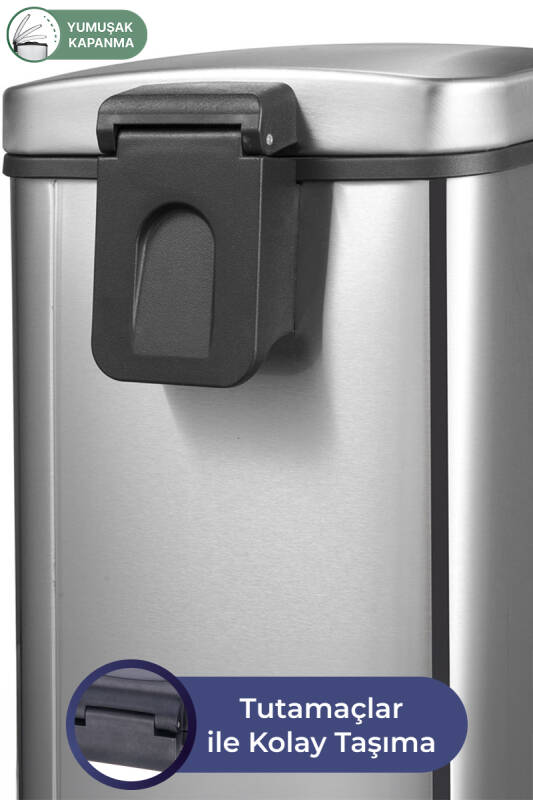 Rejoice 8 LT Yumuşak Kapanan Pedallı Banyo Mutfak Ofis Çelik Çöp Kovası - 8